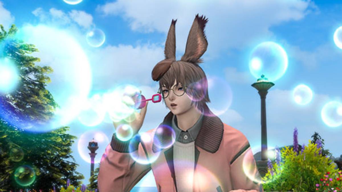 带有新的FFXIV的吹气泡从在线商店付费表情