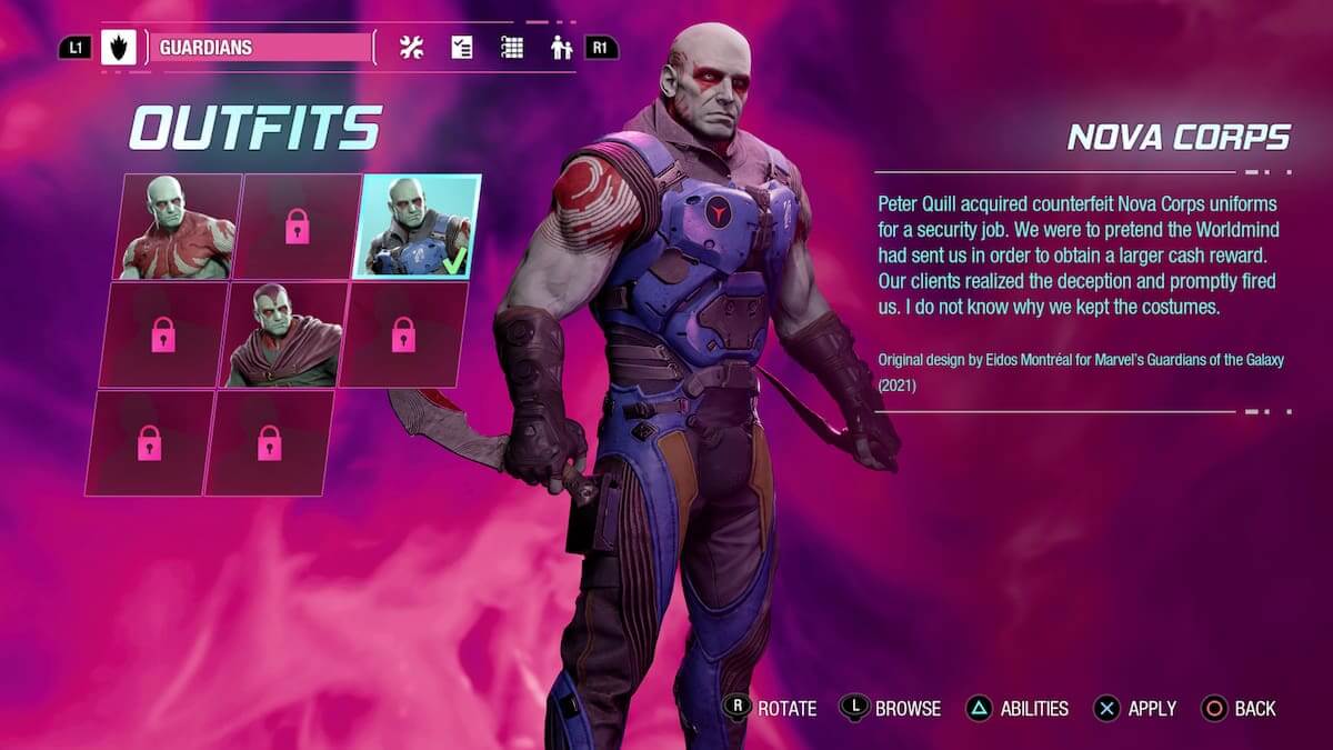 如何在Marvel的Guardians of Galaxy中獲得Drax的Nova Corp服裝