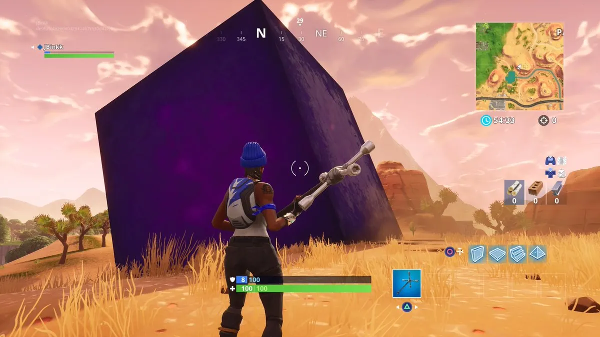 Fortnite中的巨型紫色立方體開始慢慢移動