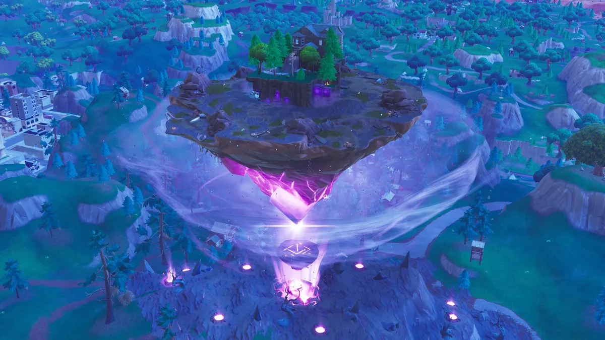 《要塞英雄》的浮島已啟動 Shifty Shafts 附近的符文