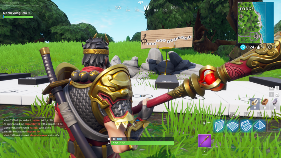 如何完成《要塞英雄》第 7 季中的「在 Pleasant Park 和 Lonely Lodge 附近的鋼琴上彈奏樂譜」挑戰