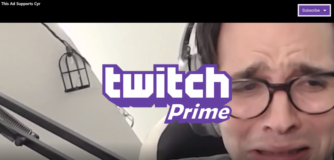 彩带制作假车广告以获得更多的Twitch Prime订阅