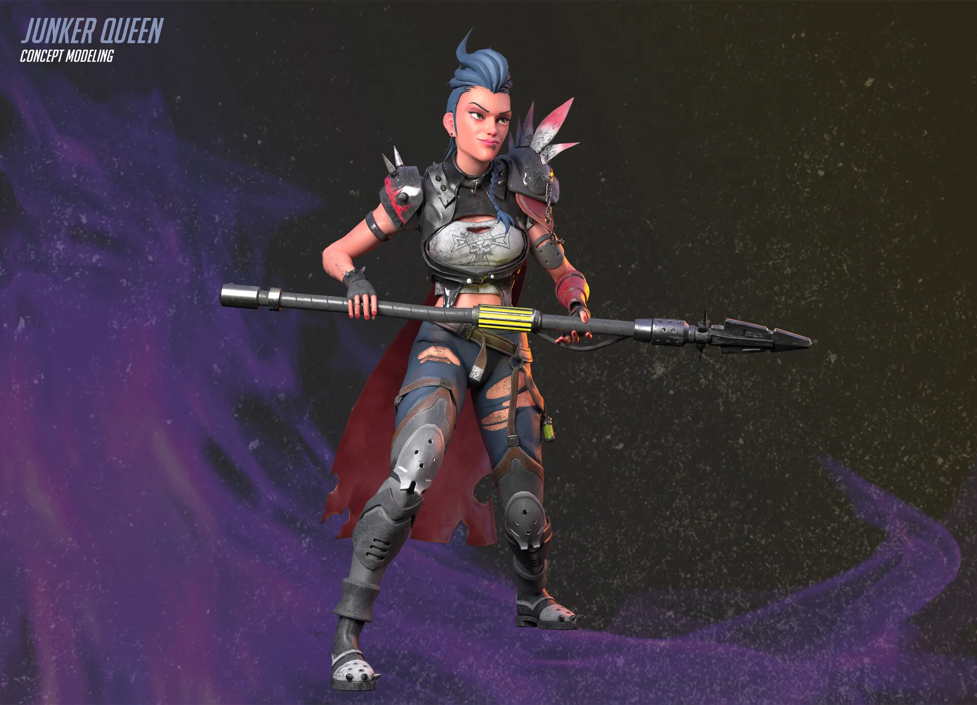 艺术家创作了《守望先锋》中 Junker Queen 的精美 3D 模型