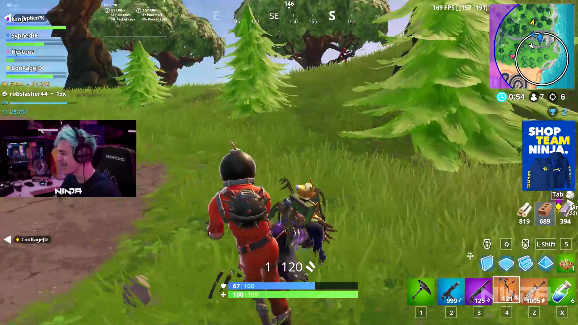 業力在Fortnite嘲笑擊落球員後擊中忍者