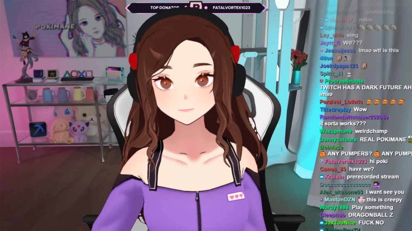 Pokimane 作為 VTuber 進行直播，遭到強烈反對