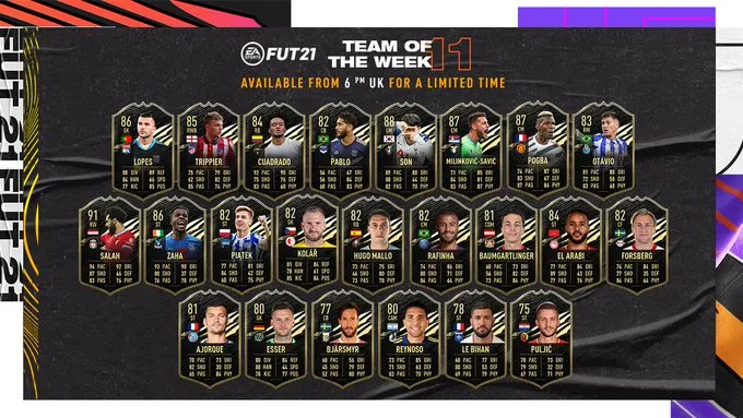EA Sports在FIFA 21 Ultimate團隊中揭示了11個TOTW