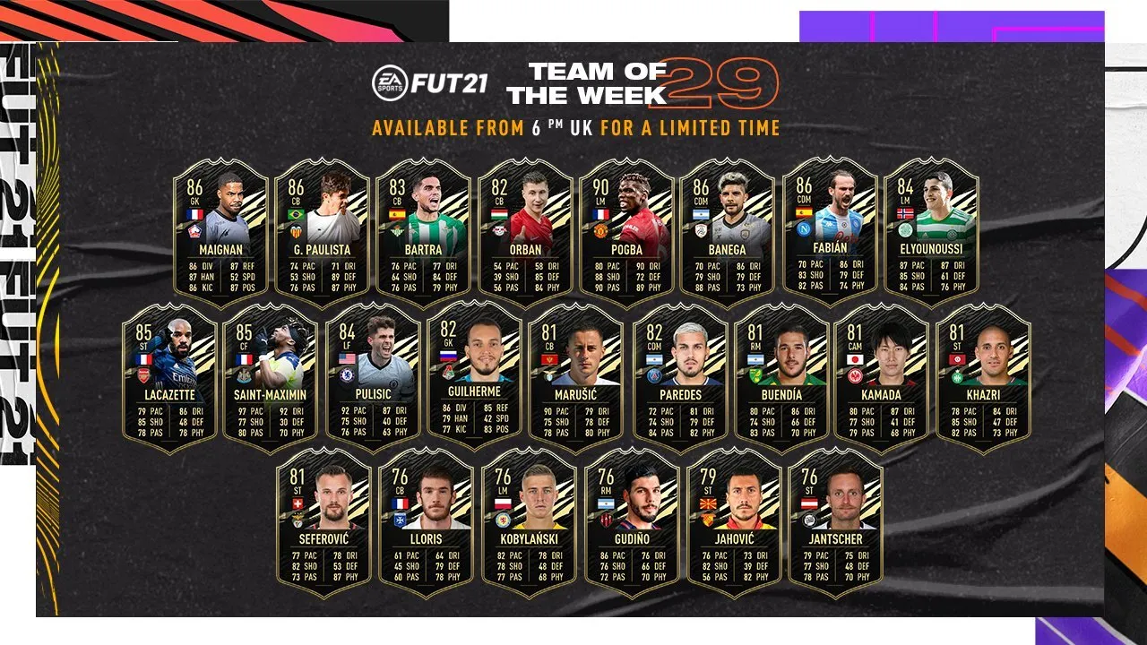 EA 將 TOTW 29 引進 FIFA 21 Ultimate Team
