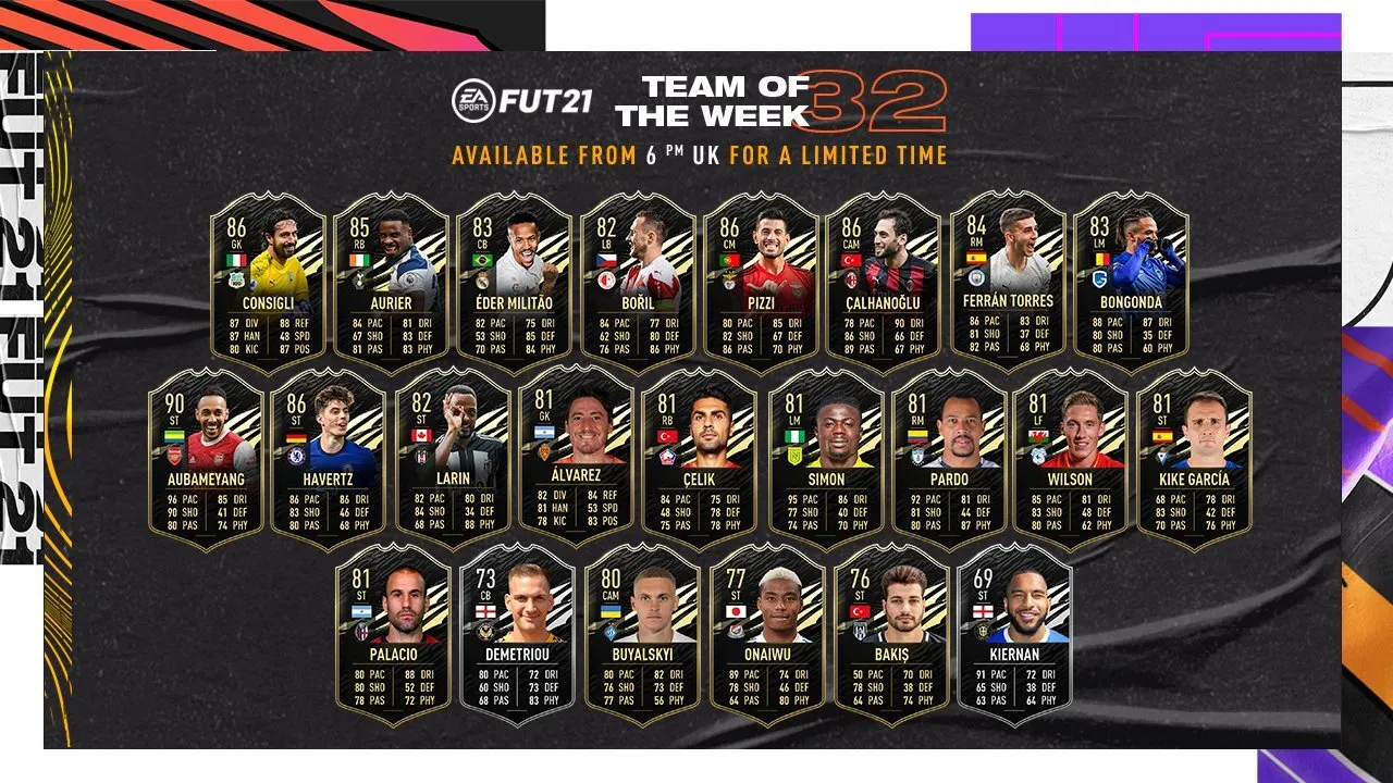 EA在FIFA 21 Ultimate團隊中揭露32