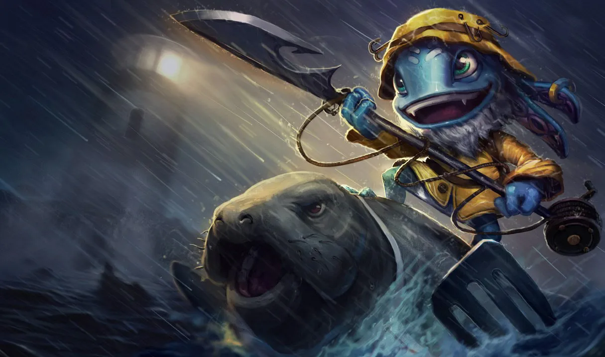 Fizz Player在Poppy的终极帮助的帮助下，在毫无戒心的Janna上接球杀死了长途杀戮