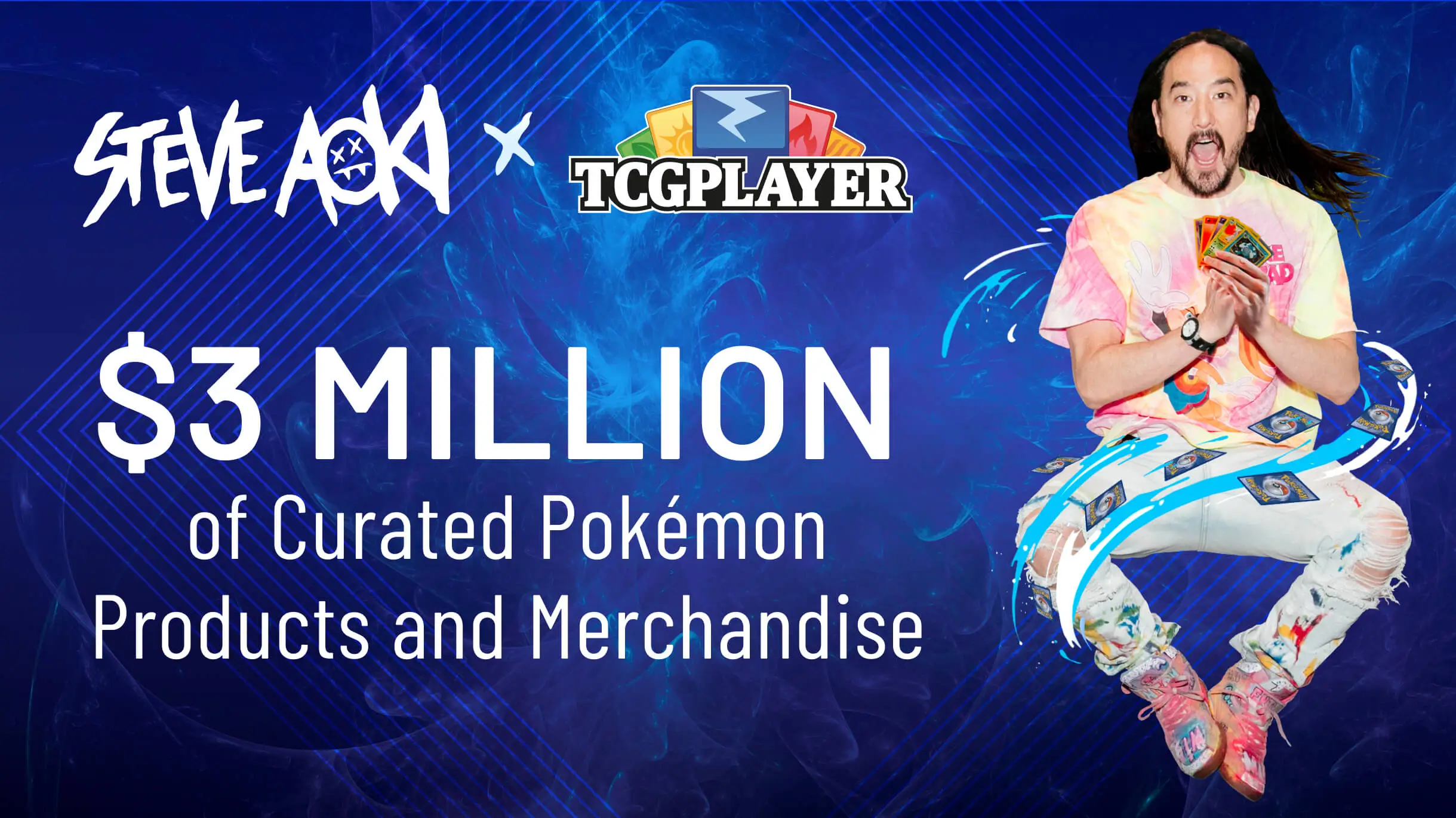 TCG玩家合作伙伴史蒂夫·奥基（Steve Aoki）出售价值约300万美元的策划的神奇宝贝产品