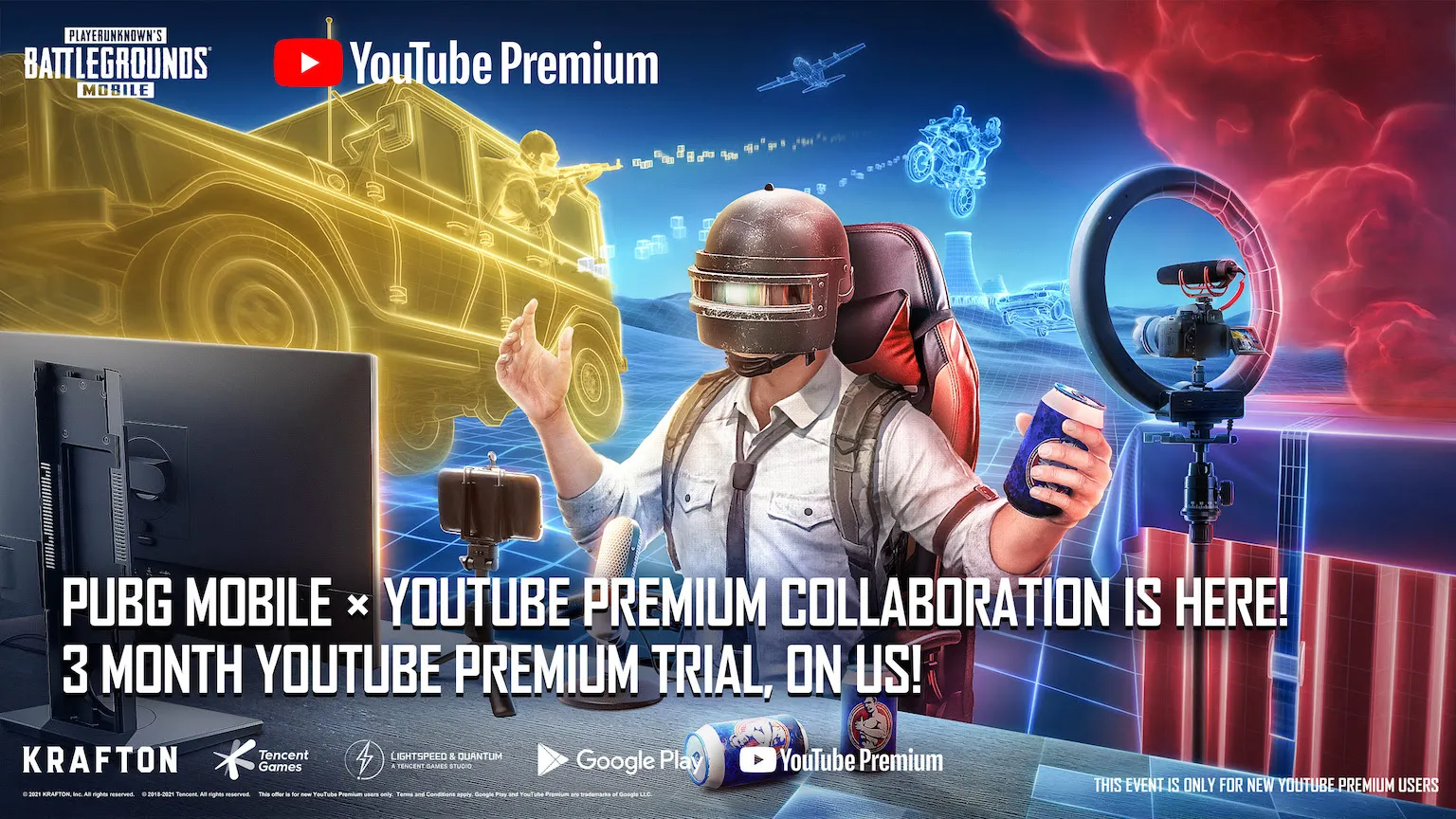 PUBG Mobile与YouTube Premium合作提供了为期3个月的免费试用