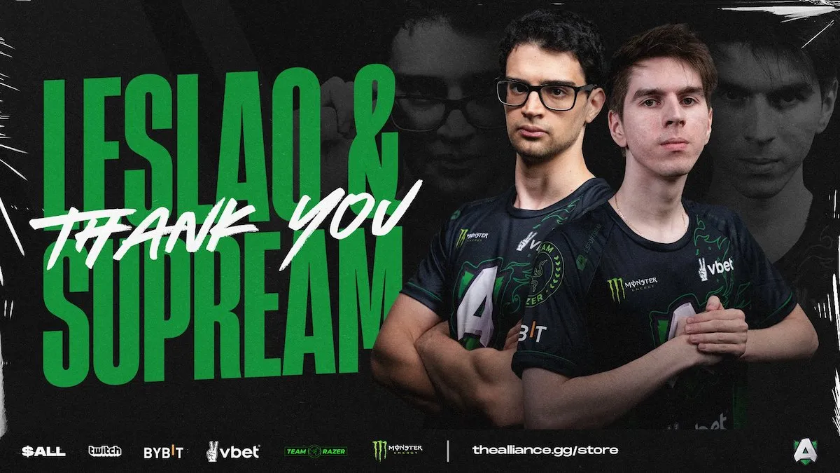 联盟的dota 2花名册与莱斯洛和Suppream^