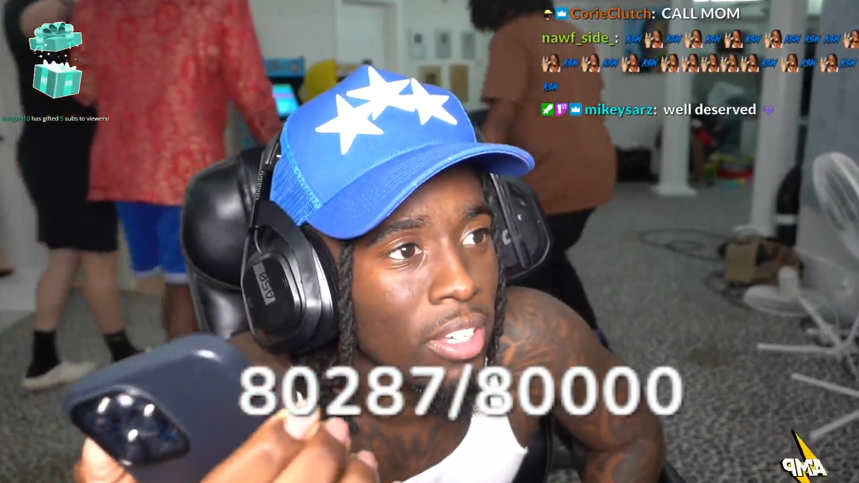 Kai Cenat 超越 xQc，突破 80,000 名活跃 Twitch 订阅者里程碑