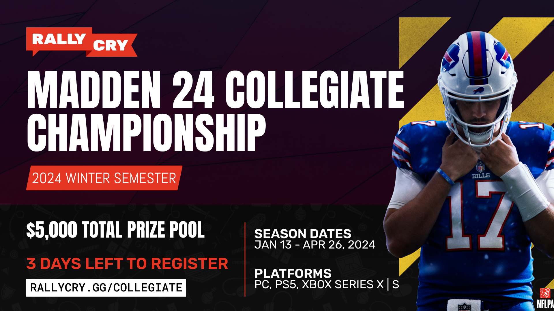 Rally Cry 和陆军国民警卫队联手争夺 Madden 24 大学锦标赛，奖金 5,000 美元