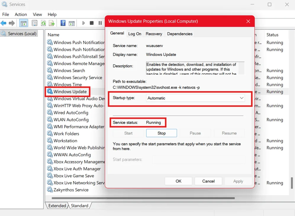 修改 Windows Update 服务设置