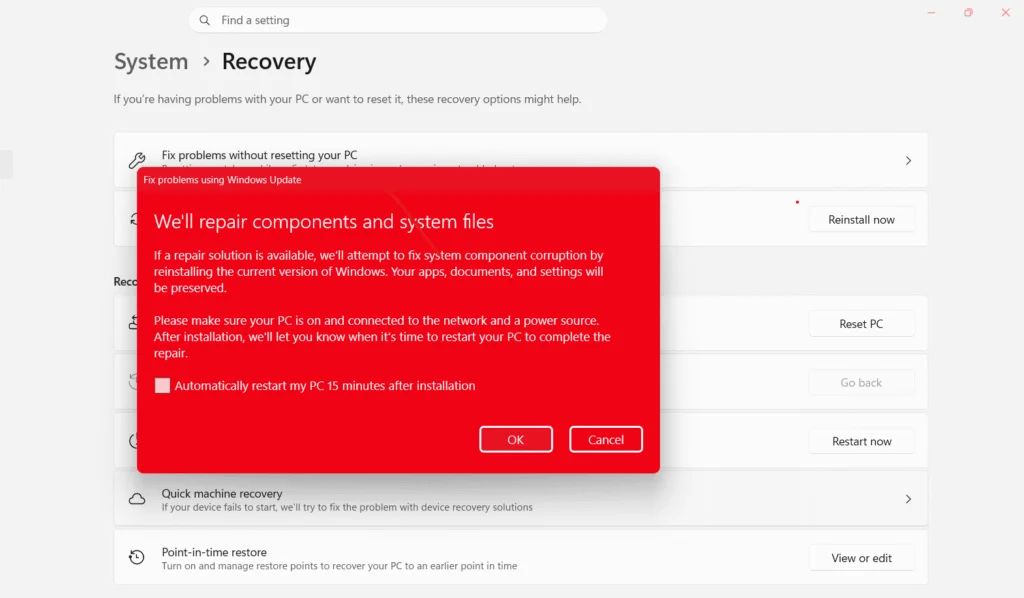 使用 Windows 更新修复问题