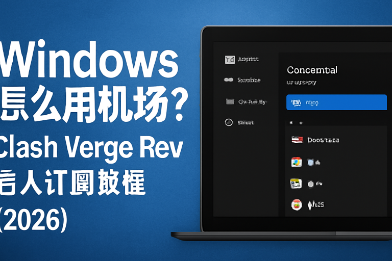 Windows 怎么用机场?Clash Verge Rev 导入订阅教程(2026)